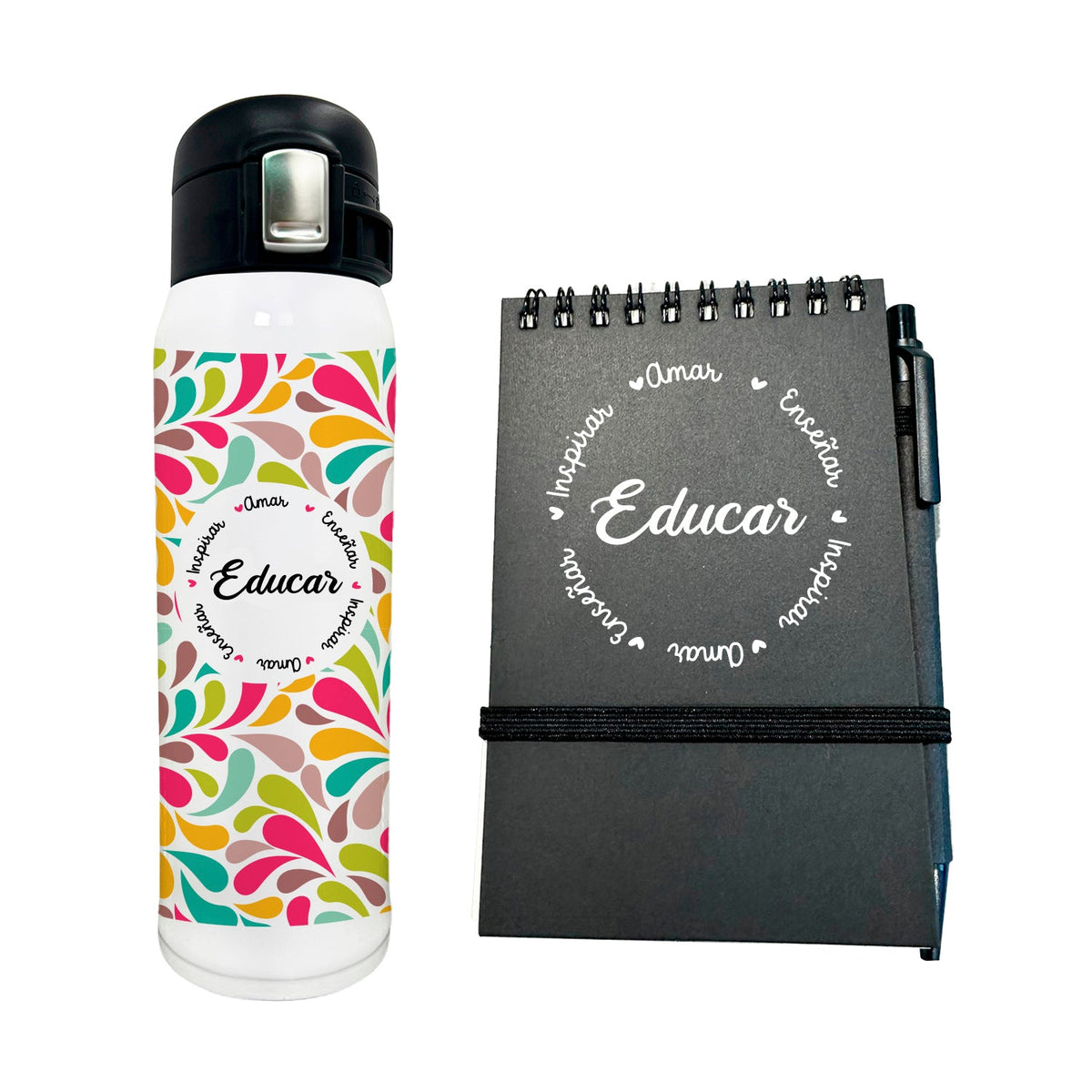 Set Regalo Personalizado: Para profesor: Botella acero inox. + libreta con lápiz - Marca2
