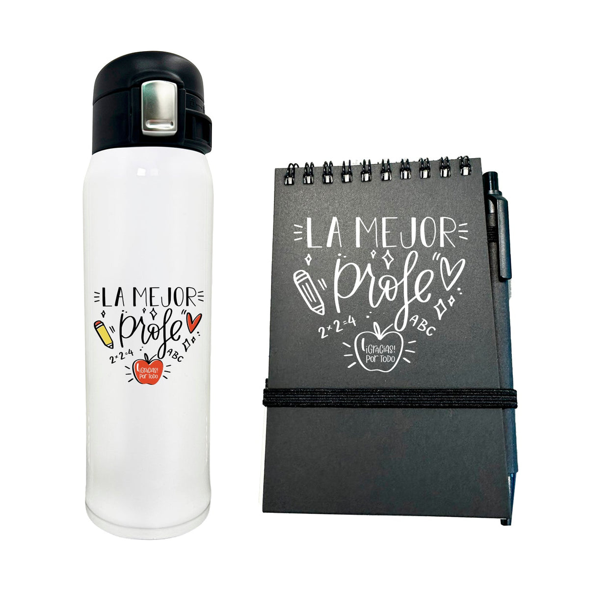 Set Regalo Personalizado: Para profesor: Botella acero inox. + libreta con lápiz - Marca2