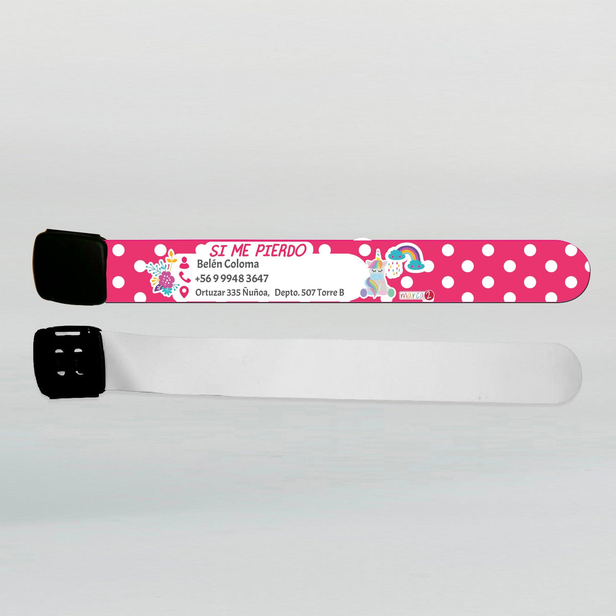 Set si me pierdo: Credencial y pulsera con datos - Marca2