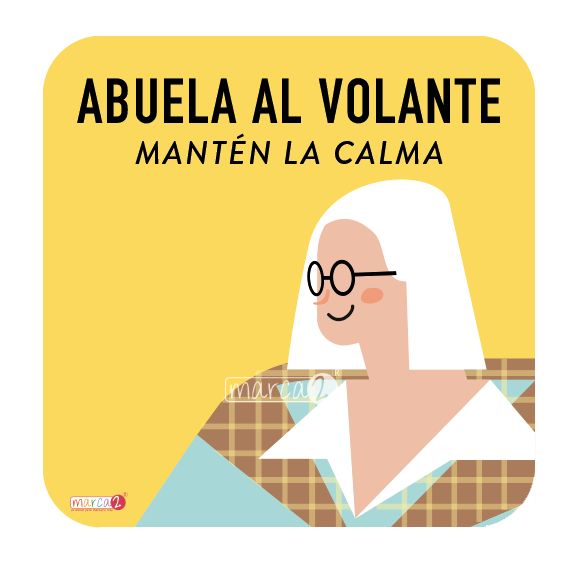 Sticker auto : Abuela al volante, mantén la calma : Fondo amarillo - Marca2