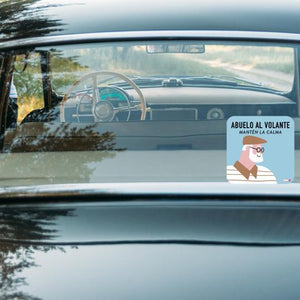 Sticker auto : Abuelo al volante, mantén la calma : sombrero y anteojos - Marca2