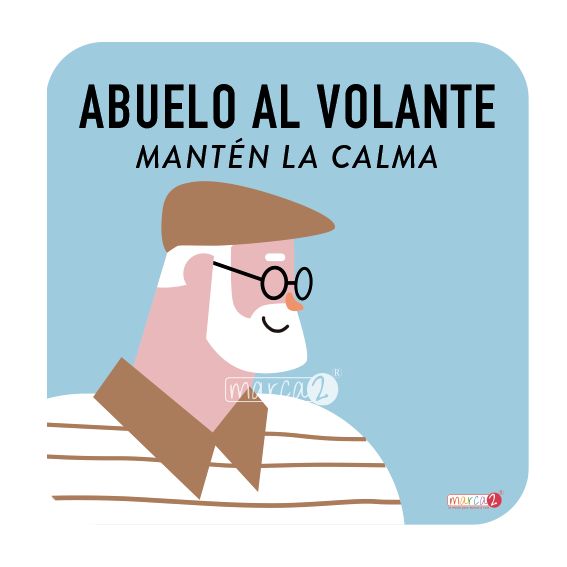 Sticker auto : Abuelo al volante, mantén la calma : sombrero y anteojos - Marca2