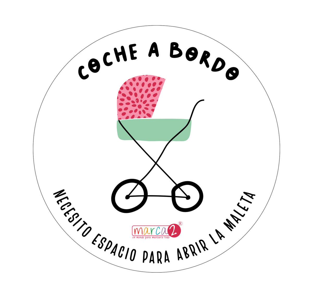 Sticker auto : Coche a bordo. Rosado - Marca2