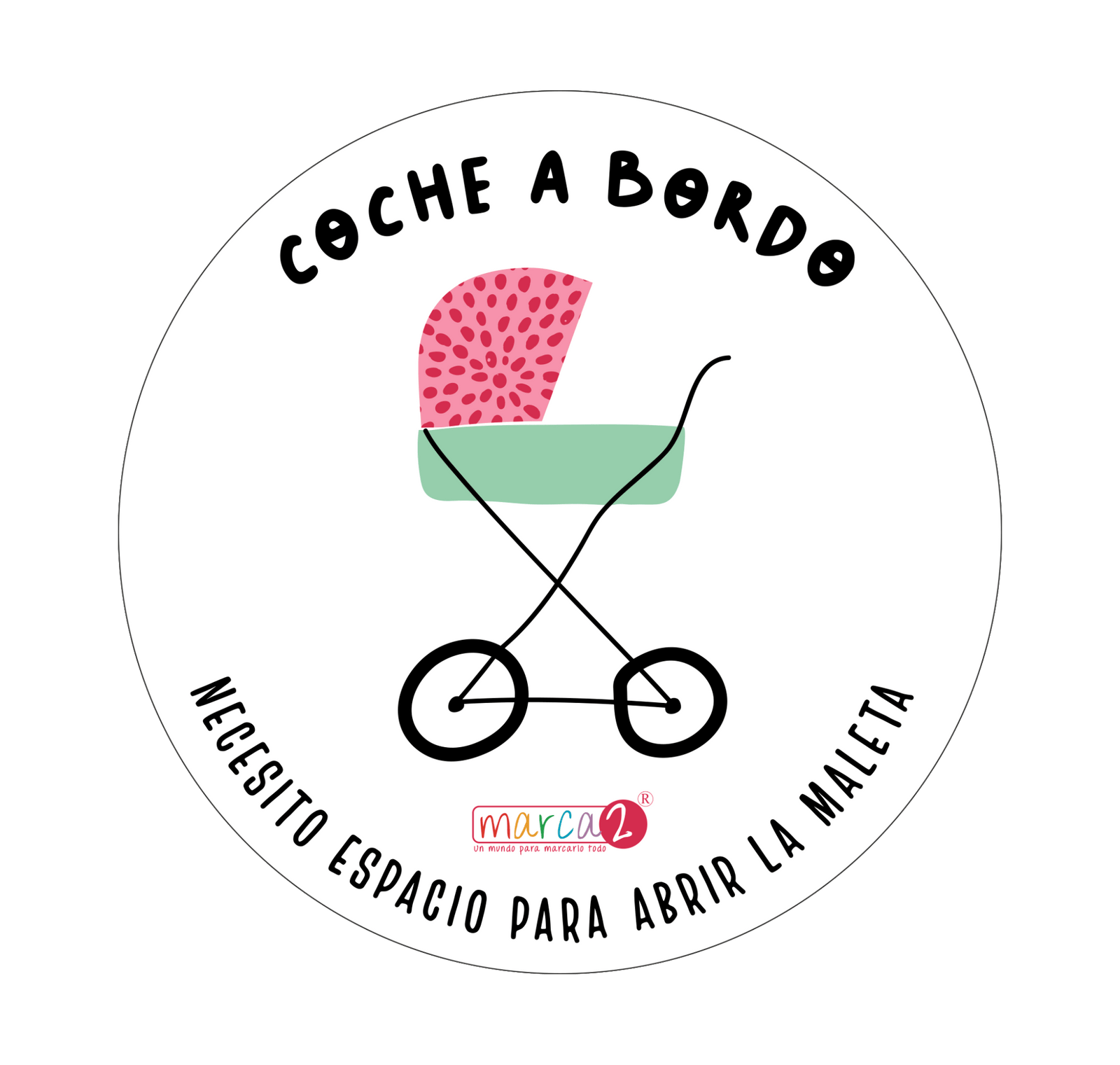 Sticker auto : Coche a bordo. Rosado - Marca2