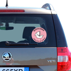 Sticker auto : Huevito fondo rosado: Necesito espacio para que me suban. - Marca2