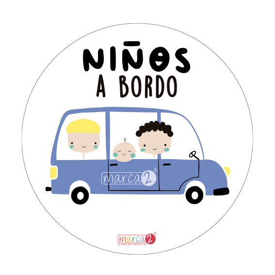 Sticker auto : Niños a bordo : Azulino - Marca2