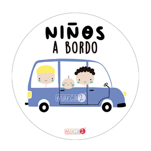 Sticker auto : Niños a bordo : Azulino - Marca2