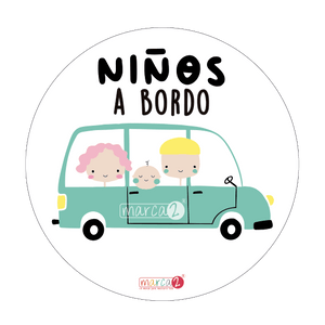 Sticker auto : Niños a bordo : Turquesa - Marca2