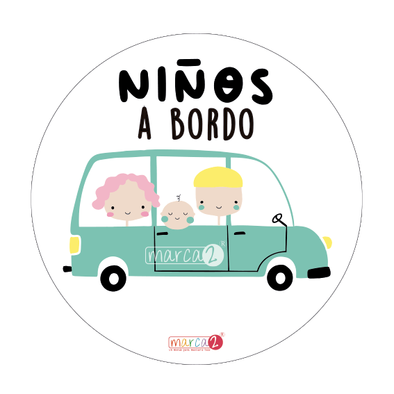 Stickers Adhesivos Aviso Niños A Bordo Para Carro X 2 Und