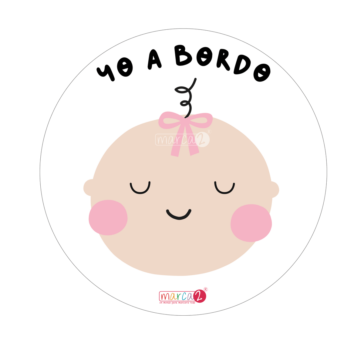 Sticker auto : Yo a bordo rosado . Nueva versión - Marca2