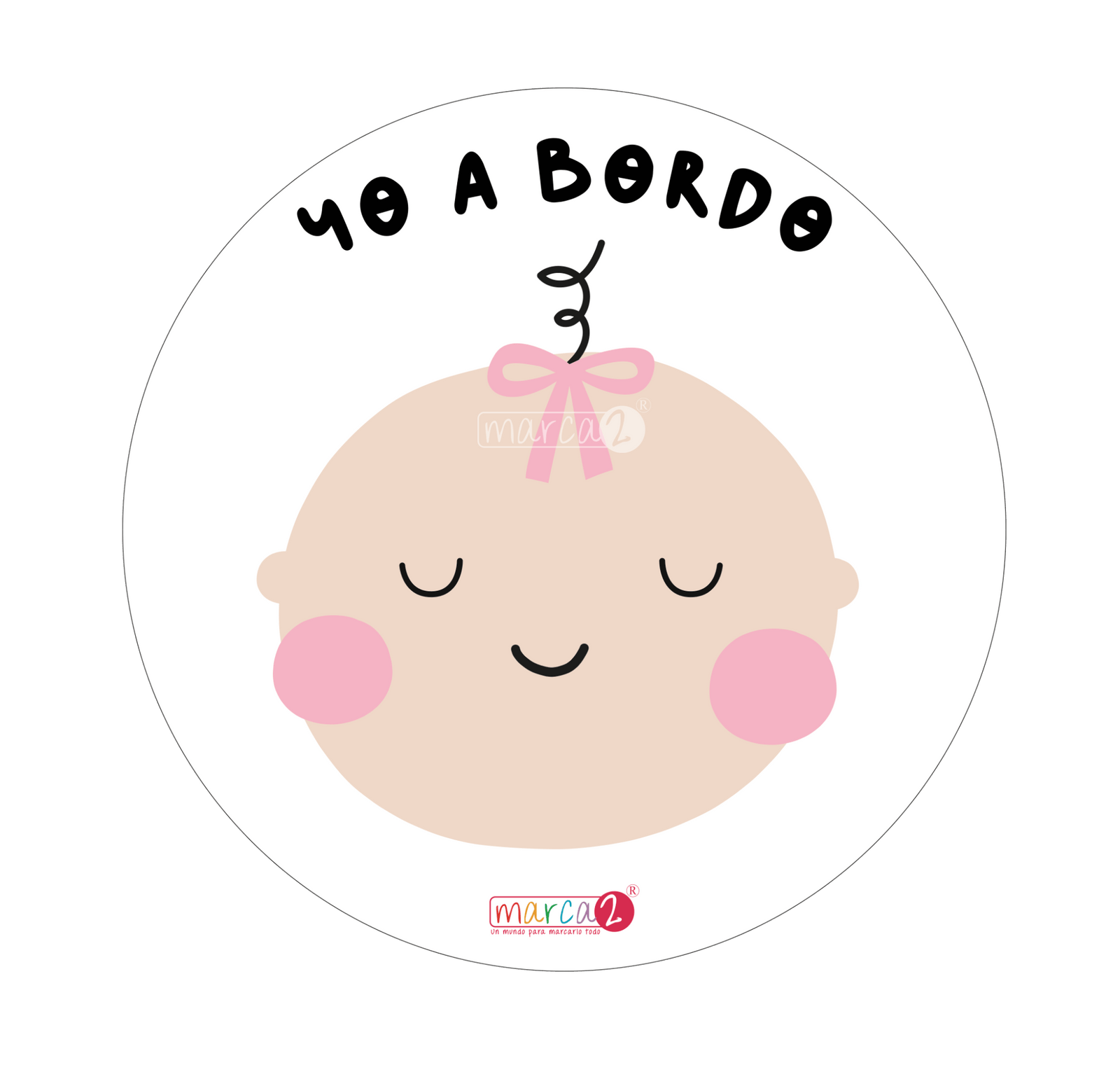 Sticker auto : Yo a bordo rosado . Nueva versión - Marca2