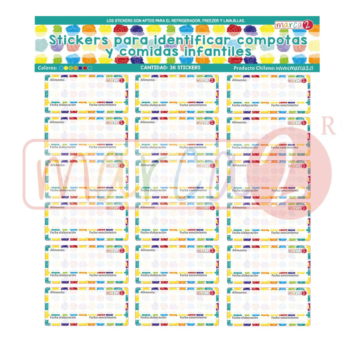 Stickers para identificar compotas y comidas infantiles. - Marca2