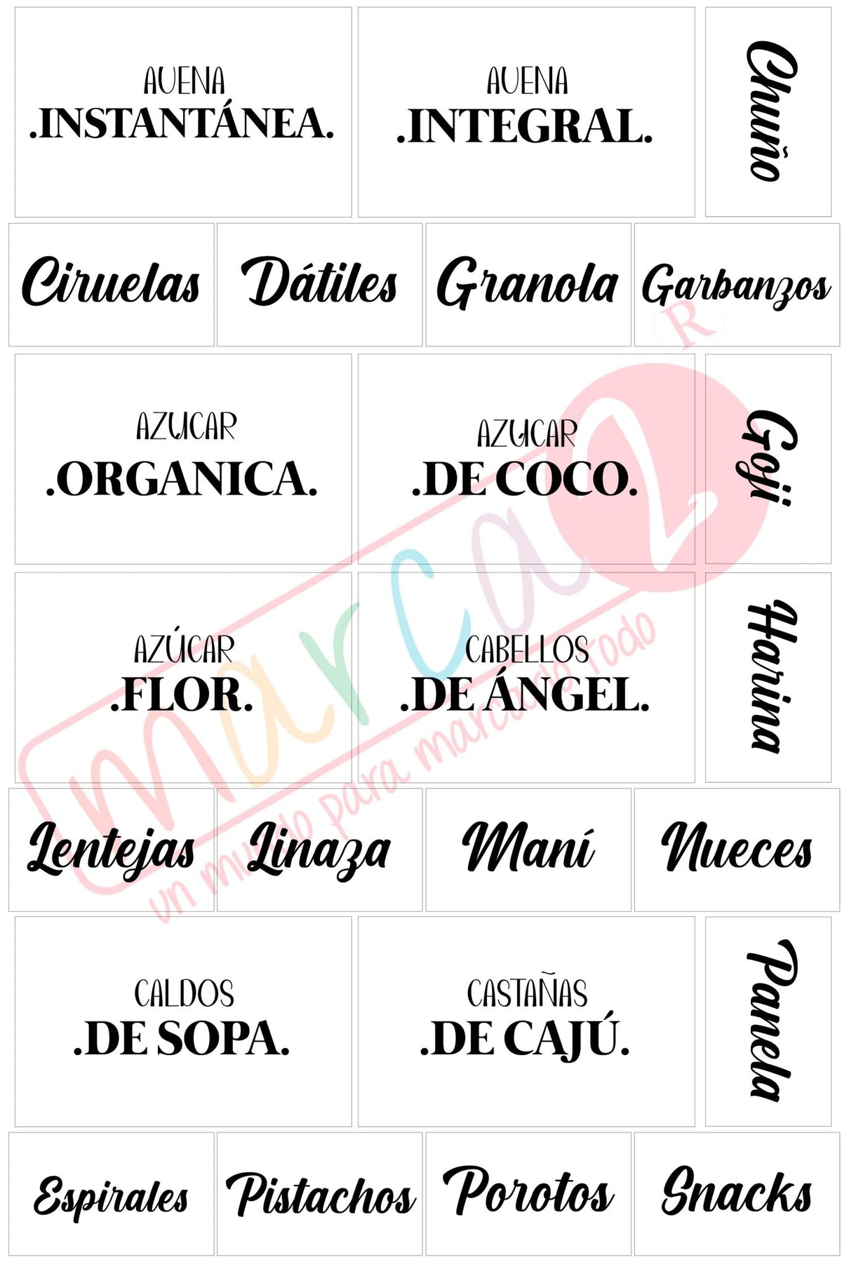 Stickers para identificar frascos y condimentos en la cocina - Marca2