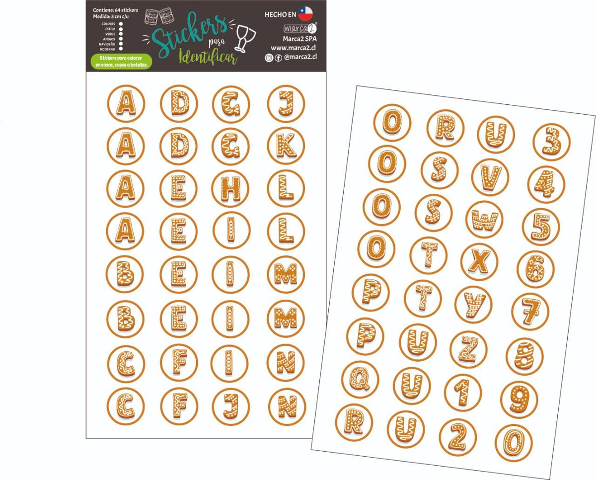 Stickers para identificar vasos copas y botellas. - Marca2
