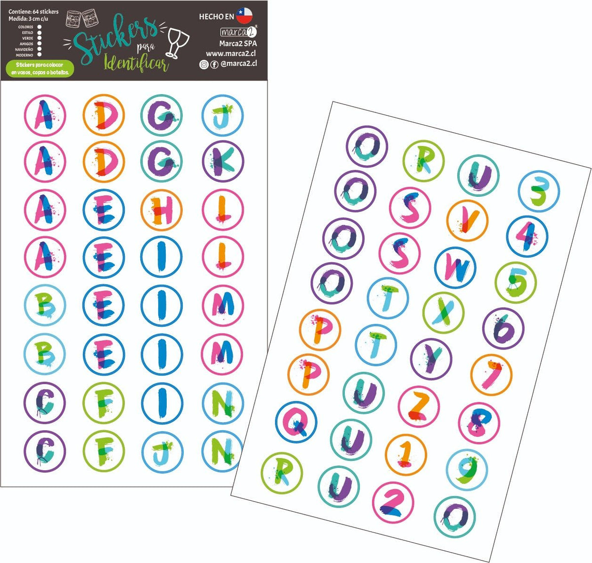 Stickers para identificar vasos copas y botellas. - Marca2