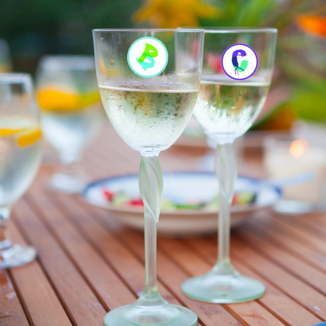 Stickers para identificar vasos copas y botellas. - Marca2