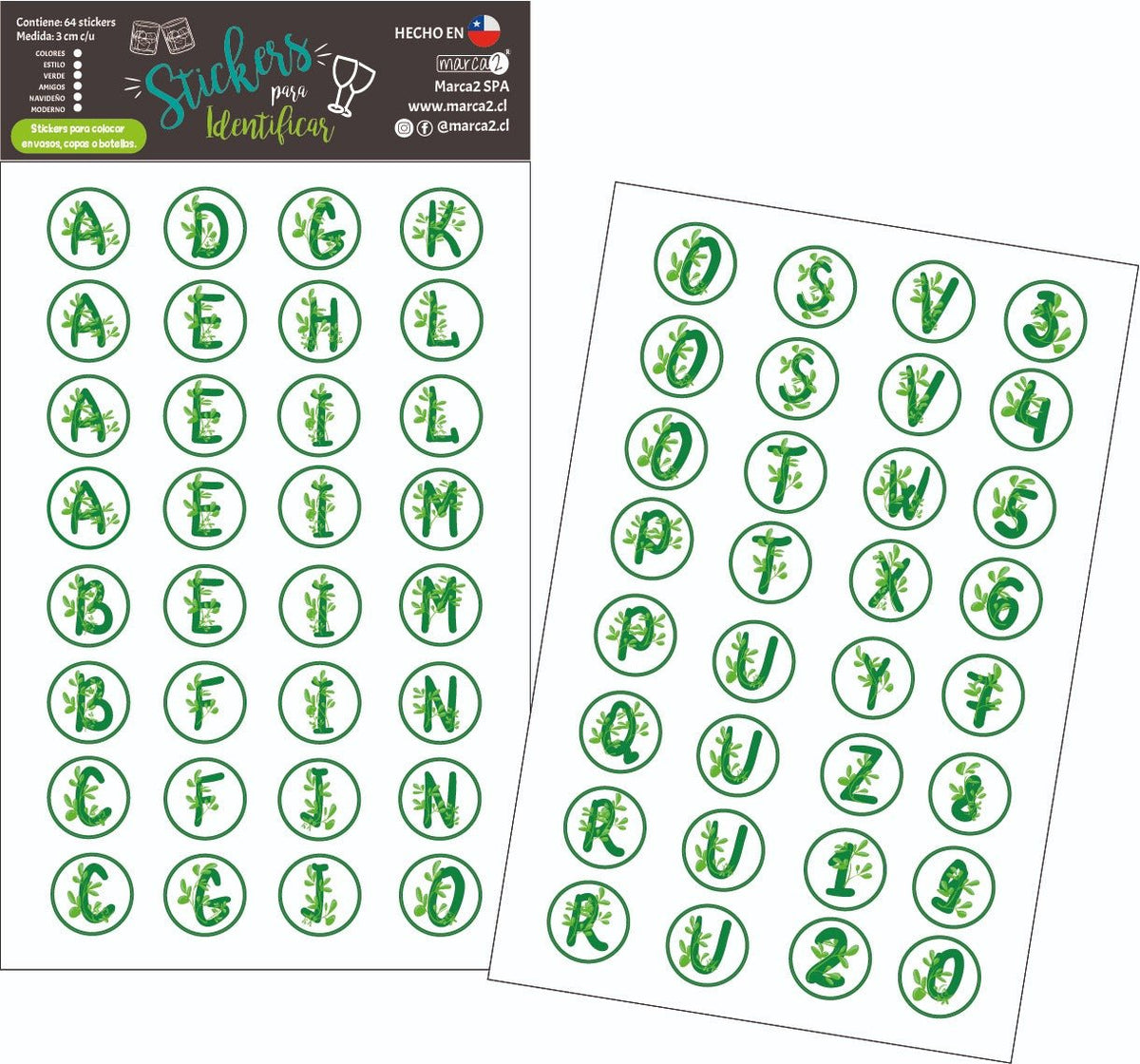 Stickers para identificar vasos copas y botellas. - Marca2