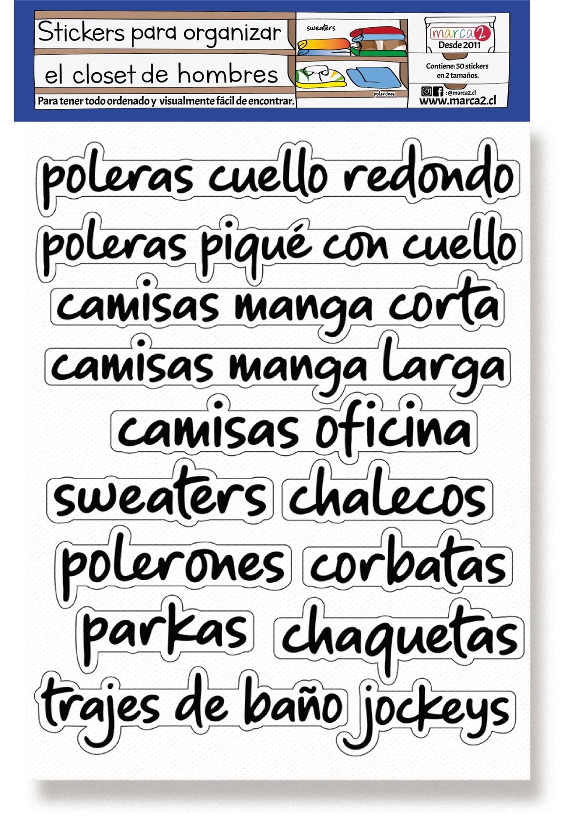 Stickers para organizar CLOSET DE HOMBRES - Marca2