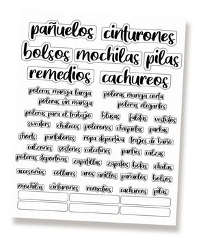 Stickers para organizar CLOSET DE MUJERES - Marca2