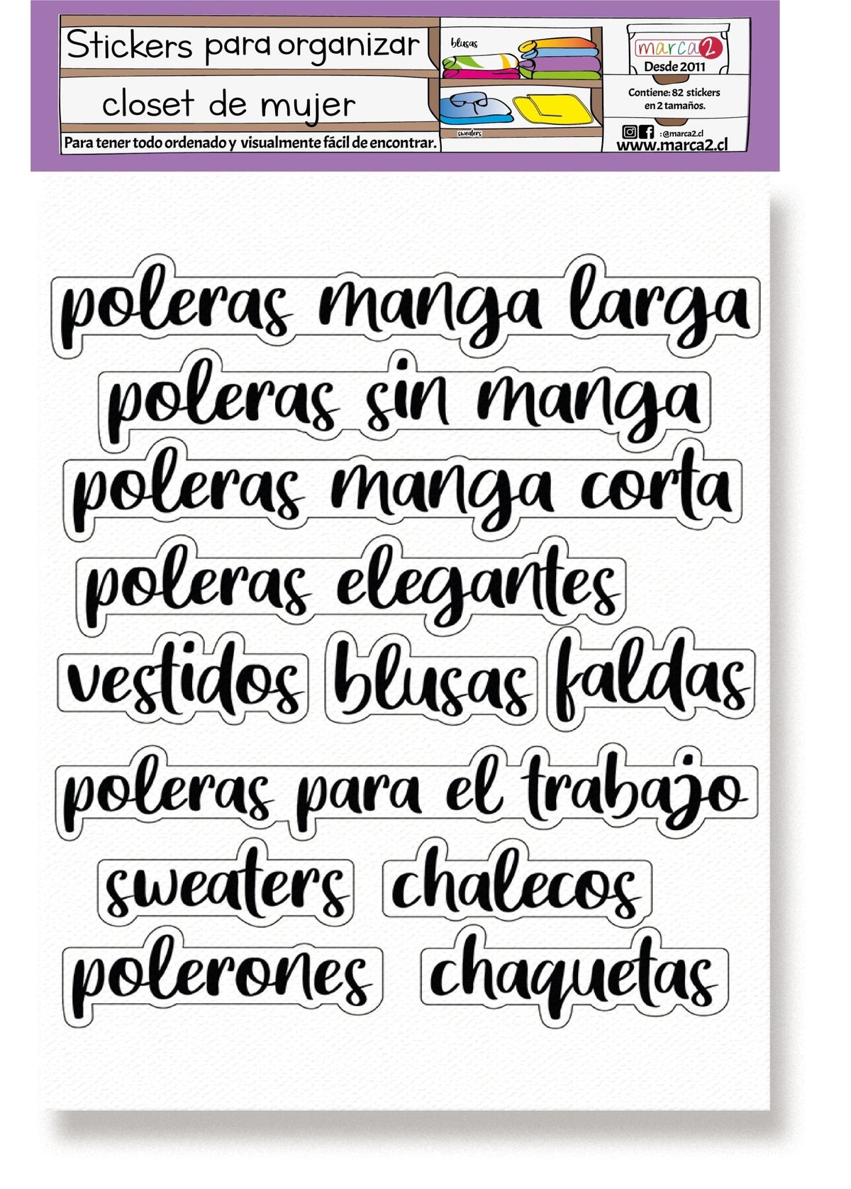 Stickers para organizar CLOSET DE MUJERES - Marca2