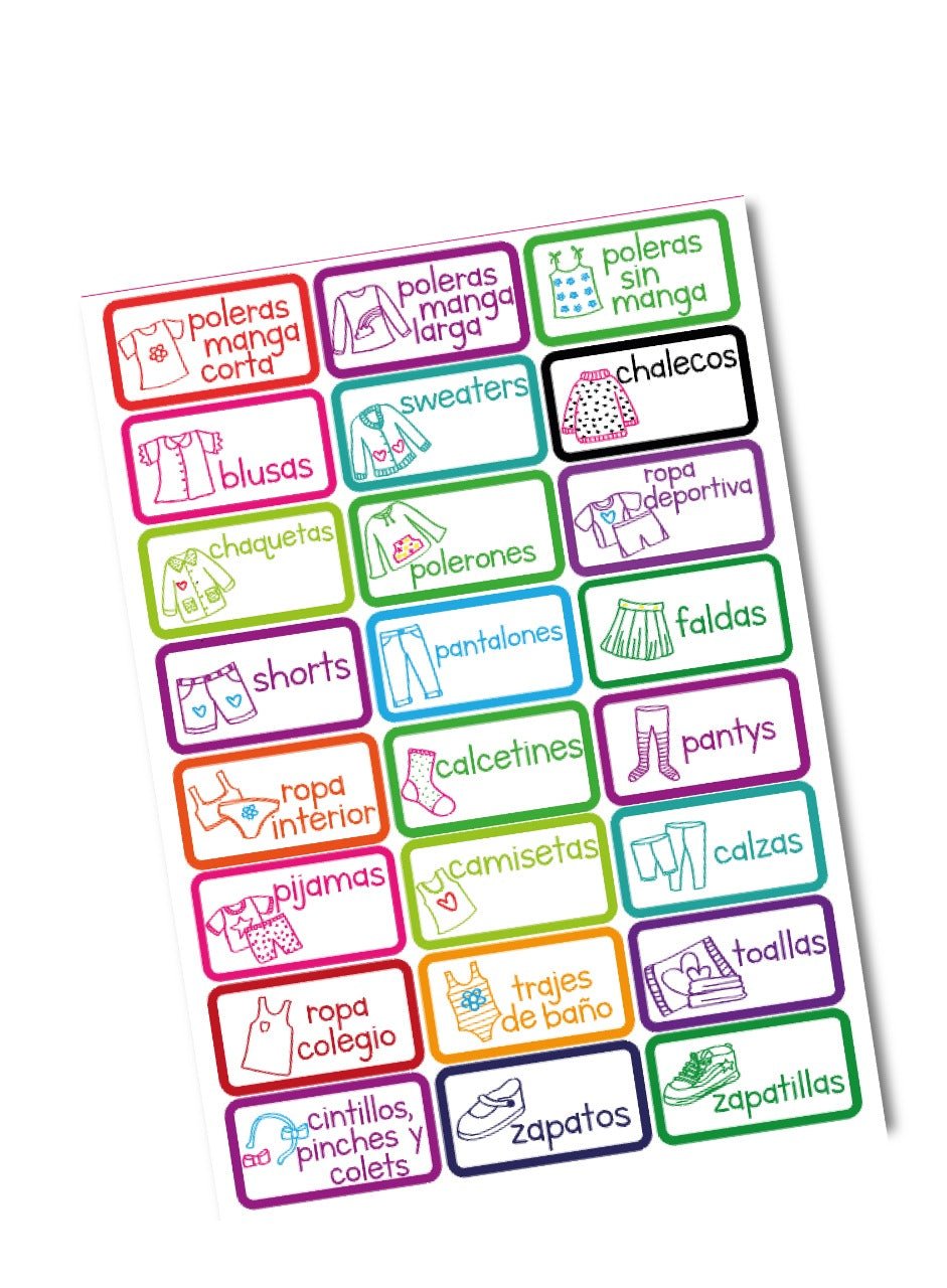 Stickers para organizar CLOSET DE NIÑAS - Marca2