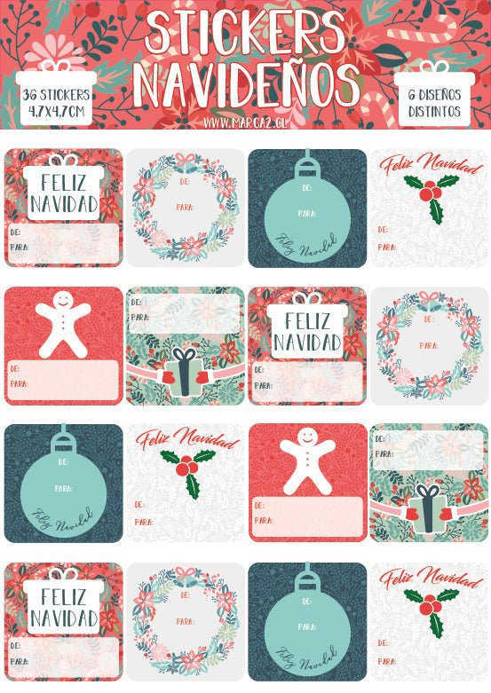 Stickers para Regalos de Navidad: Moderno - Marca2