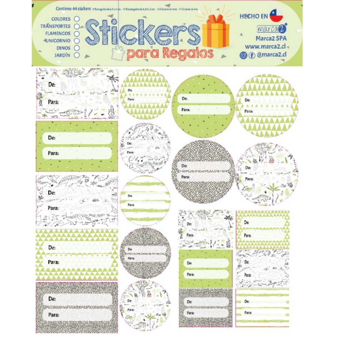 Stickers para Regalos: Dinos - Marca2
