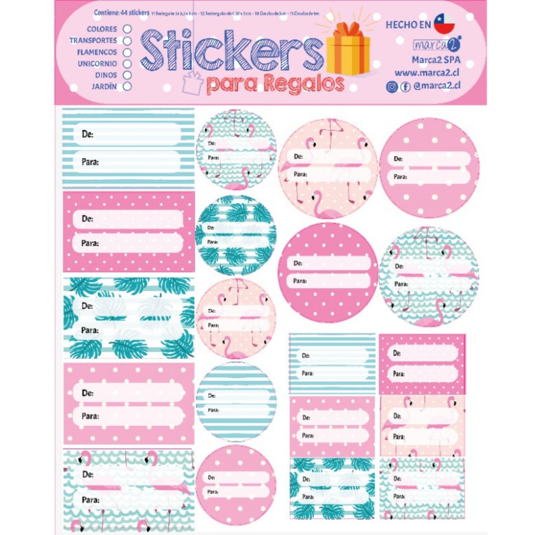 Stickers para Regalos: Flamencos - Marca2