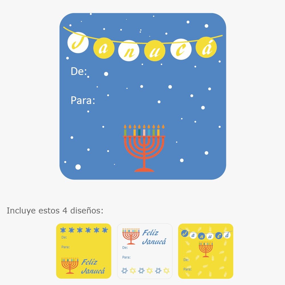 Stickers personalizados para Regalos de Navidad: Janucá - Marca2