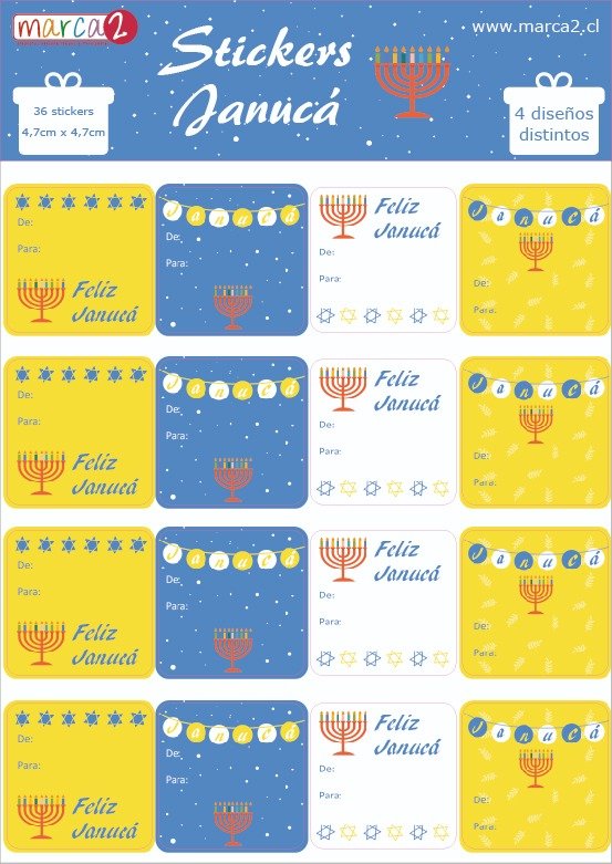 Stickers personalizados para Regalos de Navidad: Janucá - Marca2