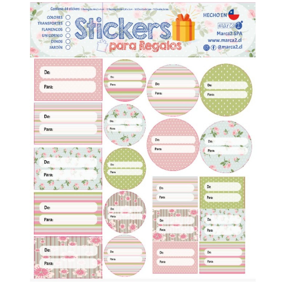 Stickers Personalizados para Regalos: Jardin - Marca2