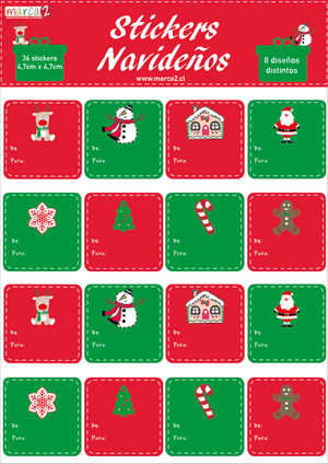 Stickers Perzonalizados para Regalos Navidad: Tradicional - Marca2